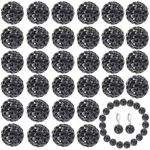 Strass-Perlen zur Schmuckherstellung, 100 Stück, schwarze Strassperlen, 10 mm, Ton-Disco-Perlen für Stiftherstellung, glitzernde Diamant-Abstandshalter für Stifte, Großpackung für Armband, Halskette, von Cmidy