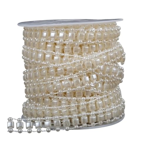 Cmis Kbei 2 m lange Angelschnur mit künstlichen Perlen, Kette für DIY-Girlande, Hochzeit, Party, Dekoration, Zubehör, Brautblumen-Zubehör (12 mm quadratisch) von Cmis Kbei