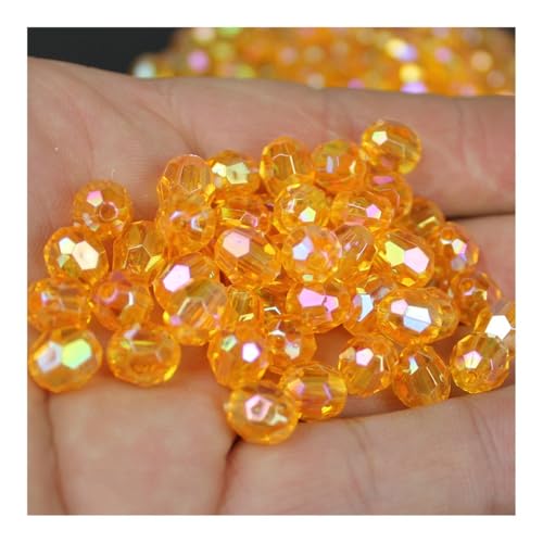 Cmis Kbei 500 Stück 6/8/10 mm schillernde, transparente Acrylperlen für Modeschmuck / DIY / Perlentaschen-Design (Gold, 6 mm) von Cmis Kbei