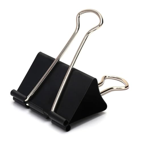 Cmis Kbei Büroklammer, schwarz, Metall, Binder-Clips, für Büro, Schule, Schreibwaren, Papier, Dokumentenklammern, Griffklemmen, 60 mm von Cmis Kbei