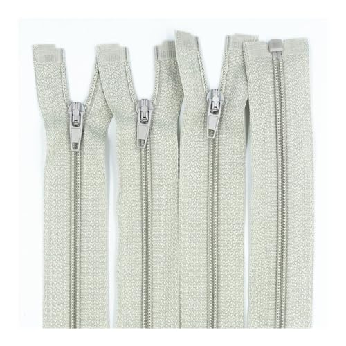 Cmis Kbei Nylon-Reißverschlüsse, 20 - 60 cm, 3# Öffnung, Nylon, Schwanz, Harz, geeignet für Kleidung (Hellgrau, 25 cm, 100 Stück) von Cmis Kbei