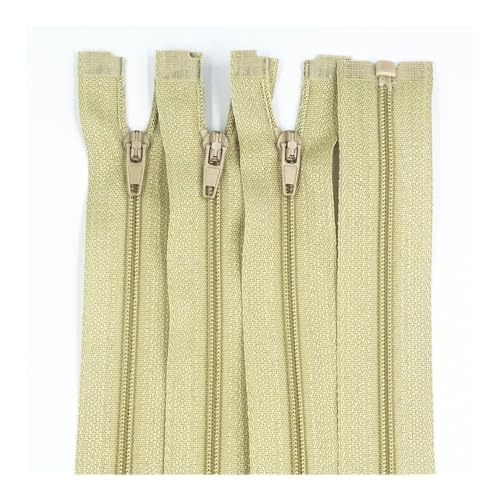 Cmis Kbei Nylon-Reißverschlüsse, 20 - 60 cm, 3# Öffnung, Nylon, Schwanz, Harz, geeignet für Kleidung (Khaki, 25 cm, 100 Stück) von Cmis Kbei