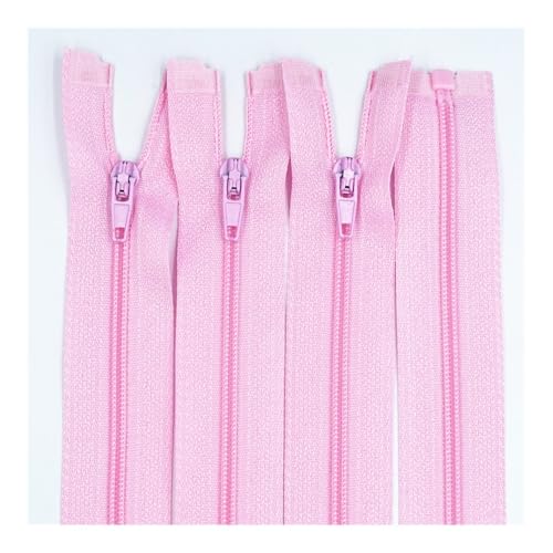 Cmis Kbei Nylon-Reißverschlüsse, 20 cm - 60 cm, 3# Öffnung, Nylon, Schwanz, Harz, geeignet für Kleidung (Rosa, 20 cm, 100 Stück) von Cmis Kbei