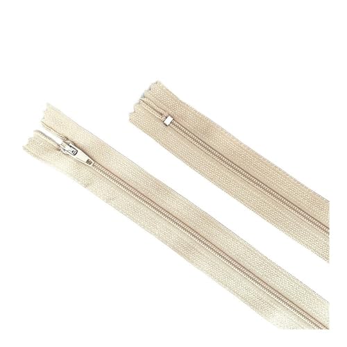 Cmis Kbei Nylon-Spiralreißverschlüsse für Schneiderarbeiten, Kanalisation, Handwerk, Handwerker, 10 - 60 cm, Beige, 15 cm, 10 Stück, 10 Stück von Cmis Kbei