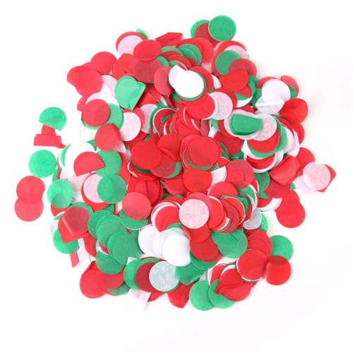 5000 Stück Weihnachten Runde Konfettis, 60g Rot Grün Weiß Tisch Konfetti Punkte Tissue Handwurfkonfetti für Valentinstag Hochzeit Geburtstag Party Transparent Ball Filler Dekoration von Cncedi