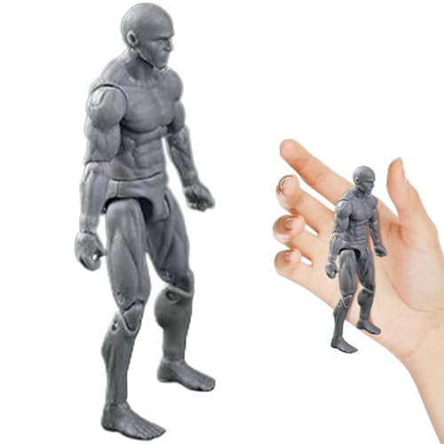 Aktionsfigur Körper, 4,1 -Zoll -PVC -Blind -Action -Figur, DIY -Poable -Figur, Sammlerbetriebszeichnung Zeichnung Figur für Ausstellung, Spiel, Modellierung, Szenenspiel, Grau/Männlich von Cndiyald