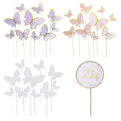 Cake Toper Butterfly Cupcake Topper 3D Schmetterling Kuchen Dekor Hohlpapier Schmetterling für Geburtstagsfeier Versorgung 11pcs Pink Cake Cupcake Topper von Cndiyald