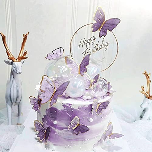 Cake Toper Butterfly Cupcake Topper 3D Schmetterling Kuchen Dekor Hohlpapier Schmetterling für Geburtstagsfeier Versorgung 11pcs lila von Cndiyald