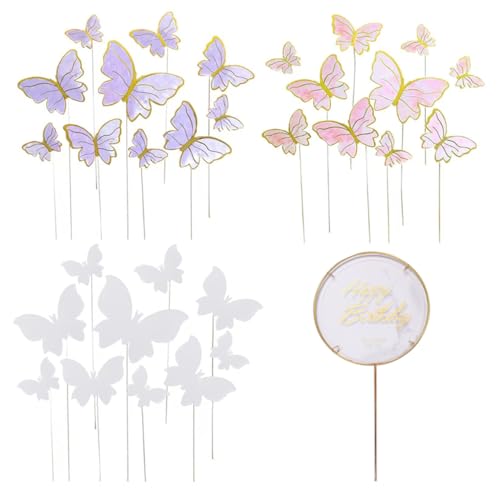 Cake Toper Butterfly Cupcake Topper 3D Schmetterling Kuchen Dekor hohlen Schmetterling für Geburtstagsfeiern Versorgung 11pcs Weißer Kuchen Cupcake Topper von Cndiyald