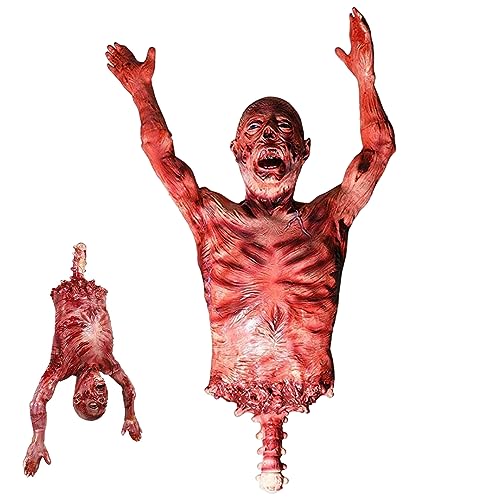 Cndiyald Halloween Hanging Body Halloween Hanging Corpse Halbkörper realistische gruselige Latex Dekorative Torso Dekor Halloween Requisite für Haunted House Party Bar von Cndiyald