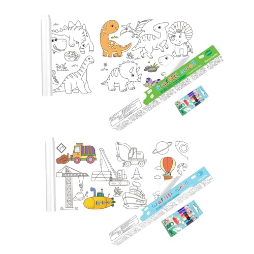 Cndiyald Kinder zeichnen Rollen Kinder Zeichnen Rollen Malvorlagen Roll 15x118 in klebriger DIY -Malplakat mit Farbstiften Geburtstagsgeschenk für Kid Dinosaur Land Land von Cndiyald