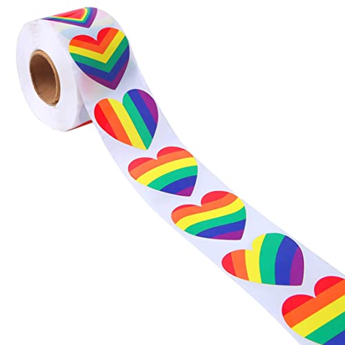 Cndiyald Regenbogenaufkleber Regenbogenaufkleber Rollen herzförmige Schwule Pride Sticker für Partydekoration LGBT-Gruppenaktivitäten 2,5 cm von Cndiyald