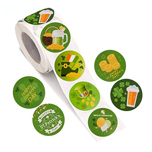 Cndiyald Shamrock -Aufkleber St. Patrick's Day Aufkleber Irish Shamrock Aufkleber Green Lucky Sticker für Partyzubehör 1Roll von Cndiyald