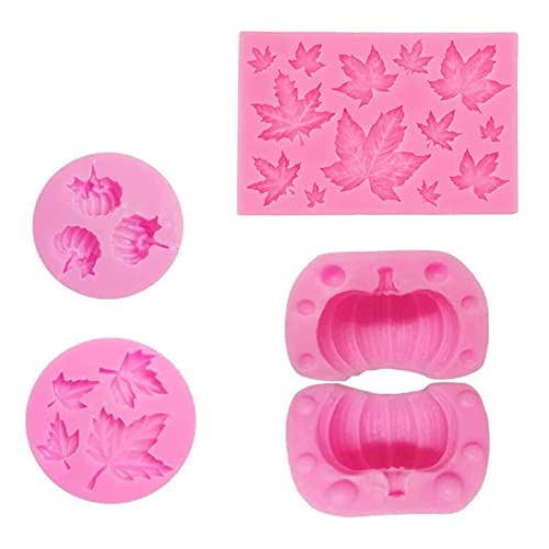 Kuchendekoration 4PCS Silicon Kürbisform und Mini -Ahornblätter Fall Schokoladenformen für Halloween Thanksgiving -Kuchen -Dekoration DIY Fondant, Backen, Mini -Kuchen, Ton und Seife von Cndiyald