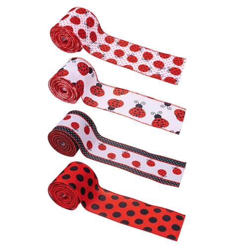 4 Roll Ladybird Ribbon Geschenkverpackungsband Labybug Ribbon Polyester Ribbon Für Kranzfestgebende Hochzeitsfeiern von Cnrfeoap