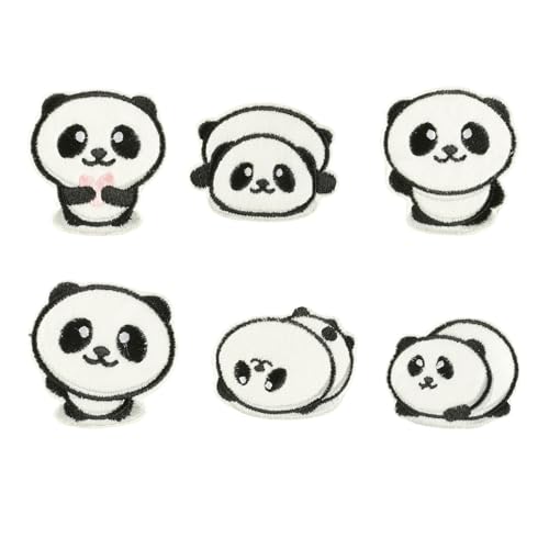 6 Stück Cartoon Panda Bügelbilder Applikation Tier Reparatur Stickerei für Kleidung Tasche Dekoration 6 Stück Cartoon Panda Bügelbilder Applikation Tier Reparatur Stickerei für Kleidung Tasche Dekoration von Cnrfeoap