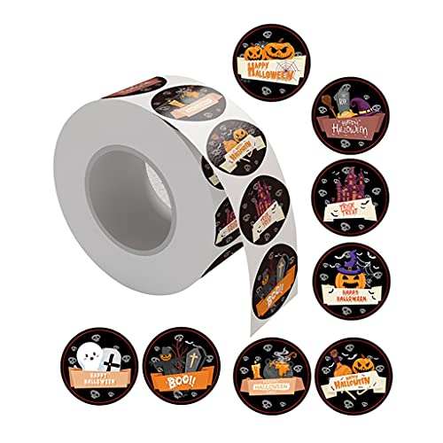 Cnrfeoap 500 Stück/Rolle Happy Halloween Aufkleber Etiketten 8 Designs dekorativ von Cnrfeoap