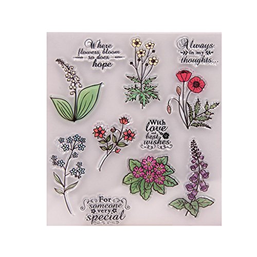 Transparenter Silikon-Gummistempel mit Blumen für Scrapbooking, Kartenbasteln von Cnrfeoap