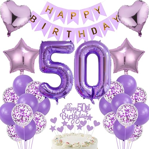 50 Geburtstag Mann Deko 50. Geburtstag Frauen Tortendeko Geschenk für 50. Geburtstag Frauen Lila Geburtstag 50 Mann 50 jahre Geburtstag deko Ballon 50 Geburtstag 50 jahre Frauen Geburtstagsdeko von Cnrose