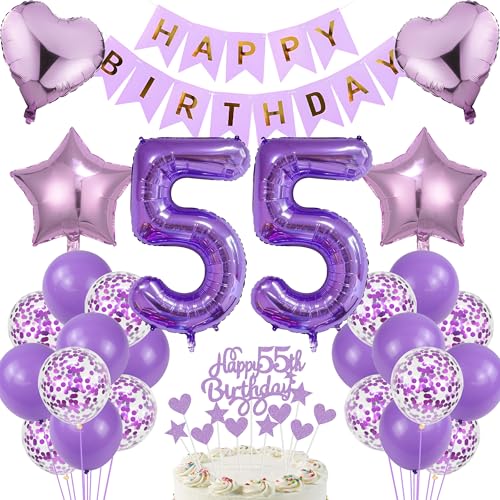 55 Geburtstag Mann Deko 55. Geburtstag Frauen Tortendeko Geschenk für 55. Geburtstag Frauen Lila Geburtstag 55 Mann 55 jahre Geburtstag deko Ballon 55 Geburtstag 55 jahre Frauen Geburtstagsdeko von Cnrose