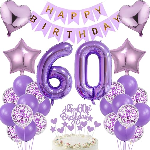 60 Geburtstag Mann Deko 60. Geburtstag Frauen Tortendeko Geschenk für 60. Geburtstag Frauen Lila Geburtstag 60 Mann 60 jahre Geburtstag deko Ballon 60 Geburtstag 60 jahre Frauen Geburtstagsdeko von Cnrose