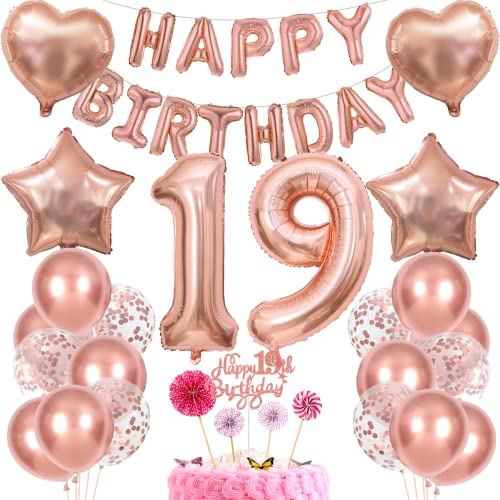 Deko 19. Geburtstag Mädchen Tortendeko 19 Geburtstag Mädchen Deko Geschenk für 19. Geburtstag Mädchen Rosegold Geburtstag 19 Mädchen 19 jahre Geburtstag deko Ballon 19 Geburtstag 19 jahre Mädchen von Cnrose