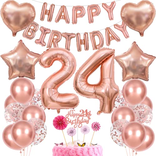 Deko 24. Geburtstag Frauen Tortendeko 24 Geburtstag Frauen Deko Geschenk für 24. Geburtstag Frauen Rosegold Geburtstag 24 Frauen 24 jahre Geburtstag deko Ballon 24 Geburtstag 24 jahre Frauen von Cnrose