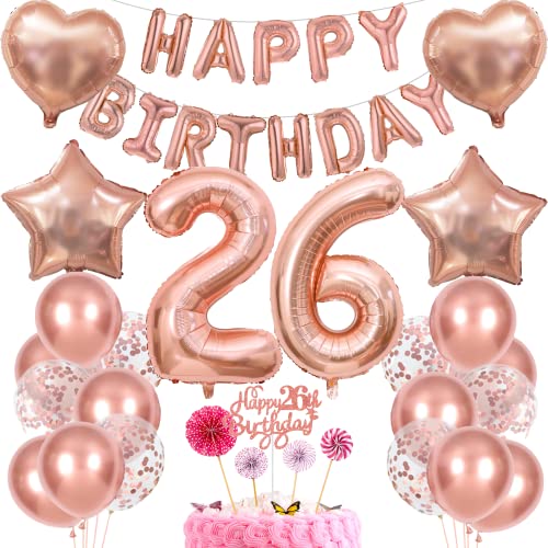 Deko 26. Geburtstag Frauen Tortendeko 26 Geburtstag Frauen Deko Geschenk für 26. Geburtstag Frauen Rosegold Geburtstag 26 Frauen 26 jahre Geburtstag deko Ballon 26 Geburtstag 26 jahre Frauen von Cnrose