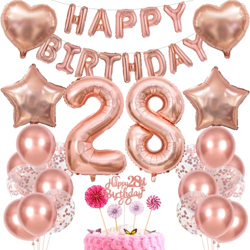 Deko 28. Geburtstag Frauen Tortendeko 28 Geburtstag Frauen Deko Geschenk für 28. Geburtstag Frauen Rosegold Geburtstag 28 Frauen 28 jahre Geburtstag deko Ballon 28 Geburtstag 28 jahre Frauen von Cnrose