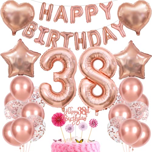 Deko 38. Geburtstag Frau Tortendeko 38 Geburtstag Frauen Deko Geschenk für 38. Geburtstag Frau Rosegold Geburtstag 38 Frauen 38 jahre Geburtstag deko Ballon 38 Geburtstag 38 jahre Frau von Cnrose