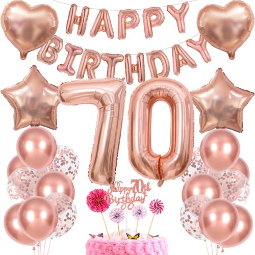 Deko 70. Geburtstag Frau Tortendeko 70 Geburtstag Frauen Deko Geschenk für 70. Geburtstag Frau Rosegold Geburtstag 70 Frauen 70 jahre Geburtstag deko Ballon 70 Geburtstag 70 jahre Frau von Cnrose