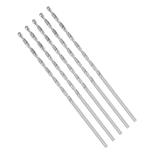 CoCud Extra lange Spiralbohrer, 2 mm Durchmesser, 0,08" Schaft, 3,3" Länge, HSS-Stahl Bohrer-Set (Anwendungen: für Metall, Holz, Kunststoff), 5 Stück von CoCud