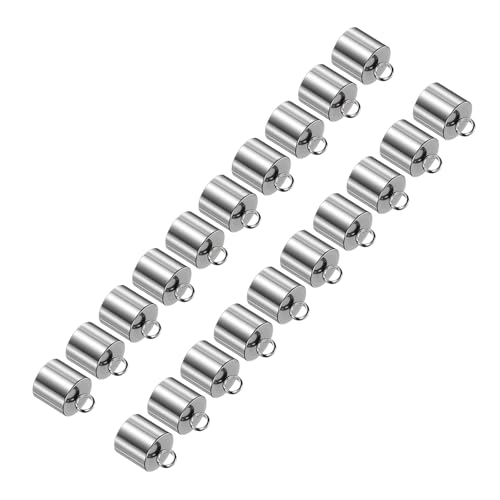 CoCud Fass Endkappen, 10mm Innendurchmesser, Edelstahl Glatt Crimp Endkappe Stahl Farbe - (Anwendungen: für Armbänder Halskette Anhänger Schmuckherstellung DIY), 20 Stück von CoCud