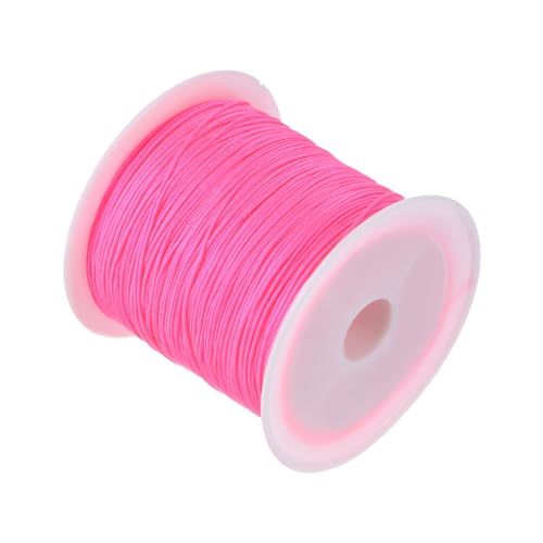 CoCud Nylon-Knotenschnur, 0,6 mm Durchmesser, 50 Yards (ca. 45 m) Länge, Nylon weicher glatter Perlenfaden Fluoreszierendes Pink - (Anwendungen: für DIY-Bastelarbeiten Rot) von CoCud