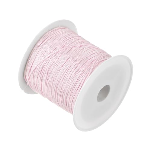 CoCud Nylon Knotting Cord, 0,6 mm Durchmesser, 50 Yards (ca. 45 m) Länge, Nylon weicher glatter Perlenfaden blassrosa - (Anwendungen: für DIY-Bastelarbeiten Rot) von CoCud