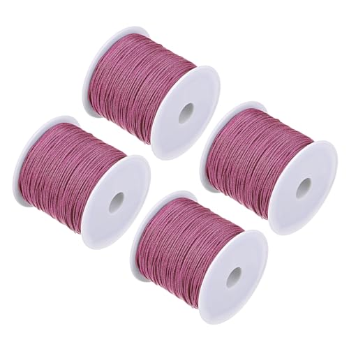 CoCud Nylon Knotting Cord, 0,8 mm Durchmesser, 50 Yards (ca. 45 m) Länge, Nylon weicher glatter Perlenfaden, Charm Pink - (Anwendungen: für DIY Handwerk Rot), 4 Stück von CoCud