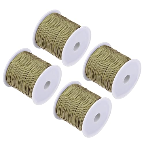 CoCud Nylon Knotting Cord, 0,8 mm Durchmesser, 50 Yards (ca. 45 m) Länge, Nylon weicher glatter Perlenfaden Dunkelkhaki - (Anwendungen: für DIY-Bastelarbeiten Rot), 4 Stück von CoCud