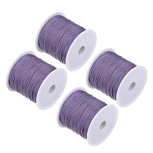 CoCud Nylon Knotting Cord, 0,8 mm Durchmesser, 50 Yards (ca. 45 m) Länge, Nylon weicher glatter Perlenfaden Lavendel Lila - (Anwendungen: für DIY Handwerk Rot), 4 Stück von CoCud