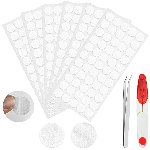 CoKeeSun 660 Stück Klettband Selbstklebend 20mm Klettverschluss Selbstklebend Rund (330 Paar) Klettpunkte Selbstklebend mit 1 Pinzette und 1 Schere Set für Stoff, Papier, Metall, Glas, Leder (Weiß) von CoKeeSun