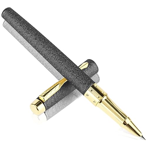 Cobee® Füllfederhalter mit mattierter Oberfläche, 0,38 mm, extra feine Spitze, Metall, leichter Kalligraphie-Stift, schlank, Business-Stift, Luxus-Stift für Männer und Frauen, Büro (schwarz) von cobee