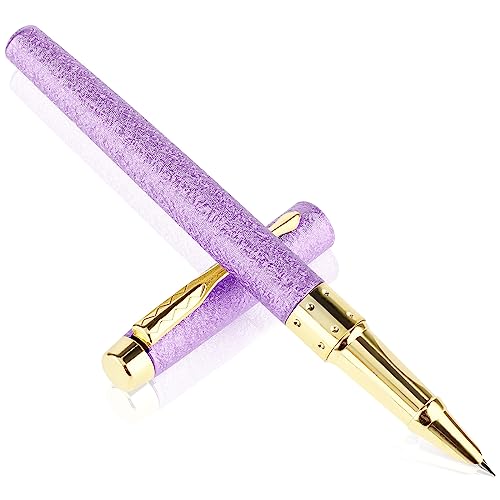 Cobee Füllfederhalter mit mattierter Oberfläche, 0,38 mm Metallfüller mit extra feiner Spitze leichter Kalligraphie Stift schmaler Business Stift luxuriöser Stift für Männer und Frauen Büro (lila) von cobee