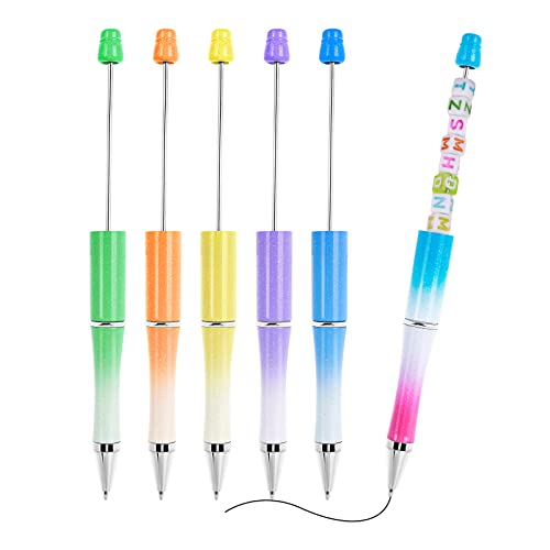 Cobee Perlenstifte Plastik Für Personalisierte Perlen Kugelschreiber,6Pcs DIY Perlen Ballpen Dekorative schwarze Tinte Perlenstifte Zubehör für Kinder, Studenten, Büro, Schule von cobee