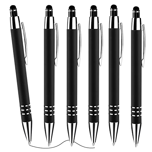 Cobee Stylus Tip Kugelschreiber, 6 Stück 1,0 mm Einziehbarer Kugelschreiber Mittlere Spitze Glatter Schreibstift Schwarze Tinte Metallstift Stylus Schöner Stift für Touchscreens von Cobee