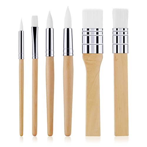 cobee Holzpinsel Set, 6Teiliges Pinsel Set für Acrylmalerei Malpinsel Kit, Künstlerpinsel für Öl Aquarell Leinwand Rock Körper Gesicht Nagelkunst DIY Kunsthandwerksbedarf Wood von cobee