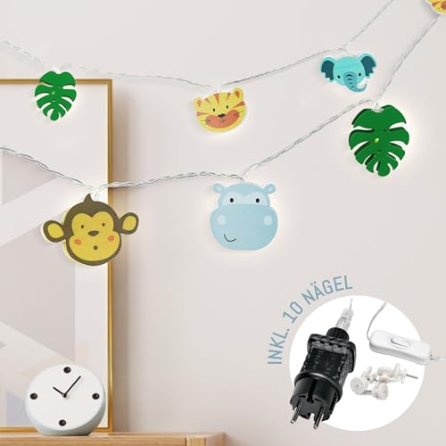 CozyHome Dschungel Lichterkette Kinder - 20 LED & 6m I Strombetrieben I Lichterkette Kinderzimmer Deko für Hausbett Bett I Lichtergirlande Mädchen Junge Baby Warmes Licht Innen String Lights von Cobus