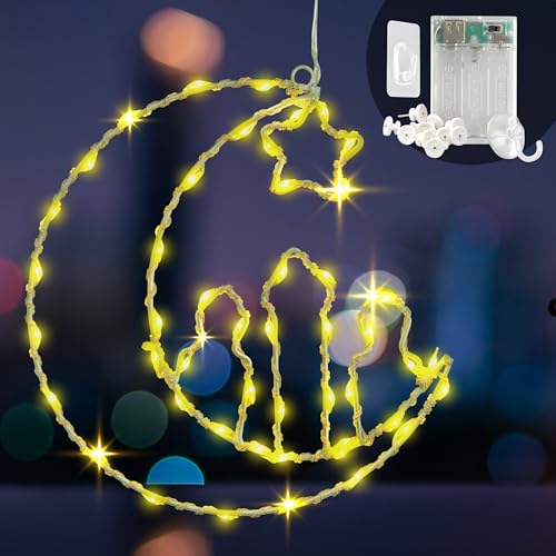 CozyHome Ramadan Deko Lichterkette Batterie - 48 LED in Warmweiß I Fensterdeko beleuchtet | Eid Mubarak Dekoration Ramazan I Lichterkette Innen Warmweiß Ramadandeko Ramdan Decor Lichterkranz von Cobus