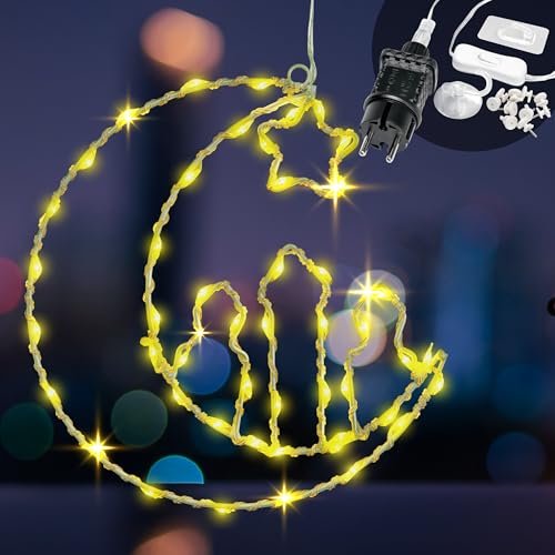 CozyHome Ramadan Deko Lichterkette Stecker - 48 LED in Warmweiß I Fensterdeko beleuchtet | Ramadan Mubarak Dekoration Ramazan I Lichterkette Innen Warmweiß Ramadandeko Ramdan Decor Lichterkranz Strom von Cobus