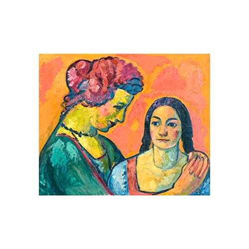 Cuno Amiet Berühmte Gemälde"Mutter mit Tochter",Reproduktion Druck auf Leinwand,Leinwand Wandkunst Bilder für Wohnzimmer Dekoration 40x50cm Rahmenlos von CocLux