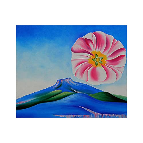 Georgia O'Keeffe Berühmte Gemälde"Hollyhock Pink with Pedernal"Reproduktion Druck auf Leinwand,Leinwand Wandkunst Bilder für Wohnzimmer Dekoration 40x50cm Rahmenlos von CocLux