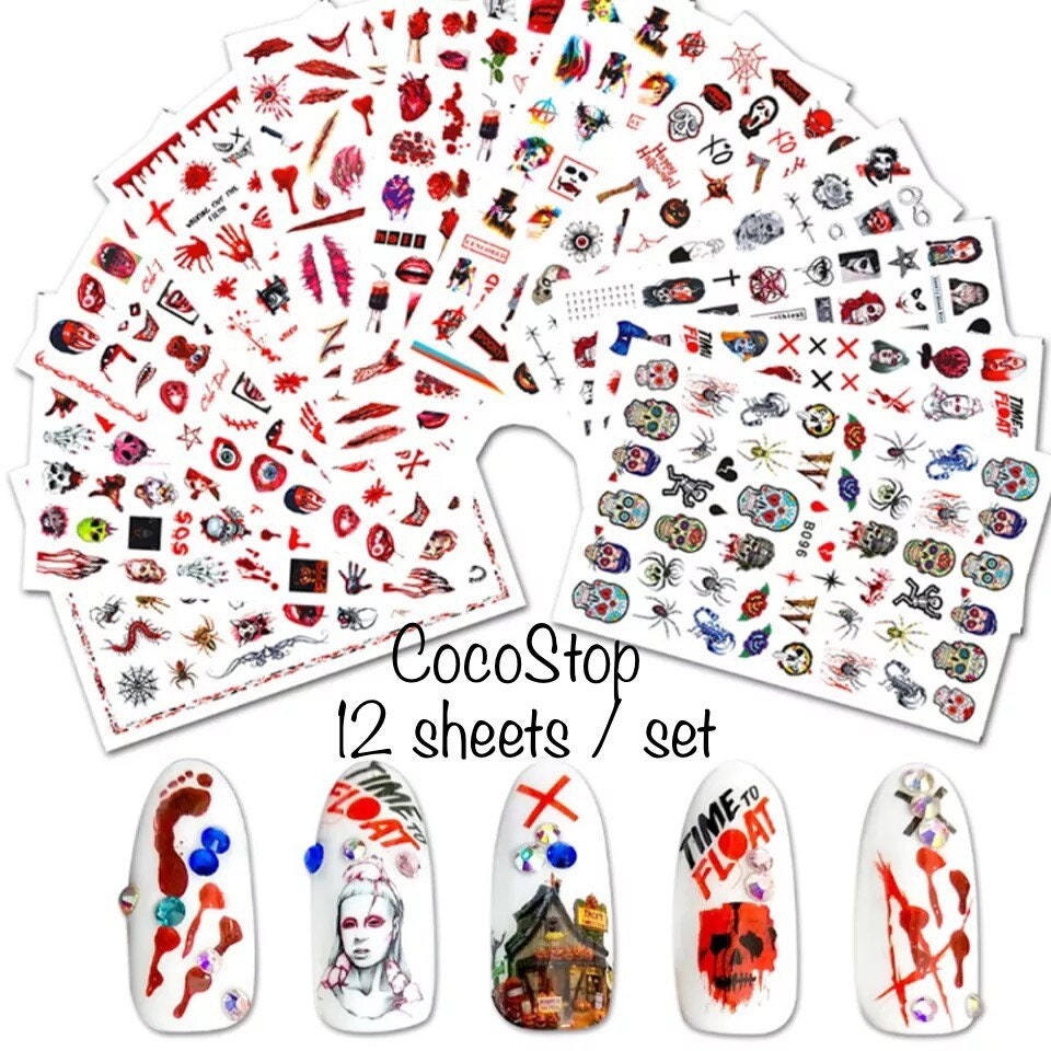 12 Blatt Halloween Sticker Für Selbstklebende Nägel von CocoStop